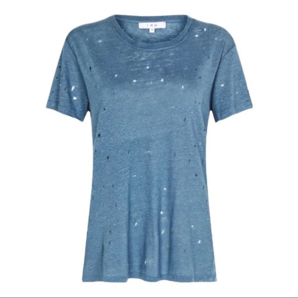 Revolve IRO Clay Distressed Tee T-Shirt Blue Grey short sleeve crew neck Size XS - Picture 8 of 13